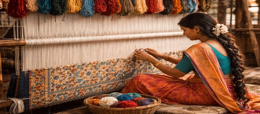 handknotted carpet from bhadohi