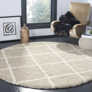 shaggy round carpet – soft fluffy anti skid washable plush rug, thick modern decorative floor mat for bedroom, living room & kids room (copy)