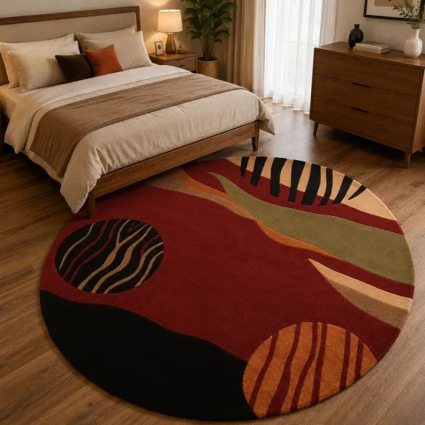 cozy soft wool matarial non slip classical look handmadetufted woolen thick round carpet for bedroom hall carpet for home decor aesthetic rugs with 20 mm pile thikness (copy)