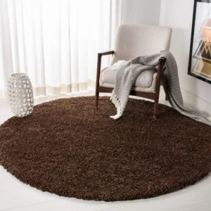 shaggy round carpet – soft fluffy anti skid washable plush rug, thick modern decorative floor mat for bedroom, living room & kids room