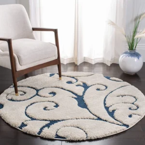 shaggy round carpet – soft fluffy anti skid washable plush rug, thick modern decorative floor mat for bedroom, living room & kids room