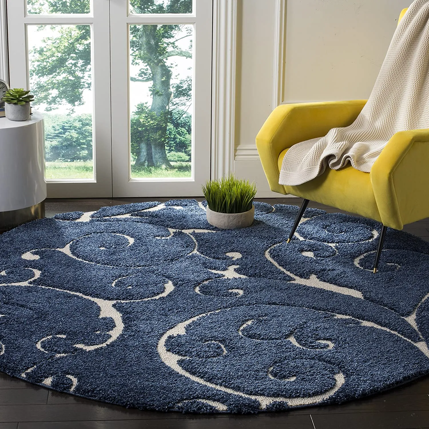 shaggy round carpet – soft fluffy anti skid washable plush rug, thick modern decorative floor mat for bedroom, living room & kids room (copy)