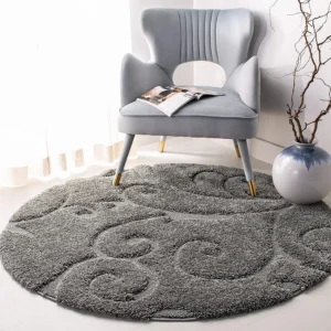 shaggy round carpet – soft fluffy anti skid washable plush rug, thick modern decorative floor mat for bedroom, living room & kids room (copy)