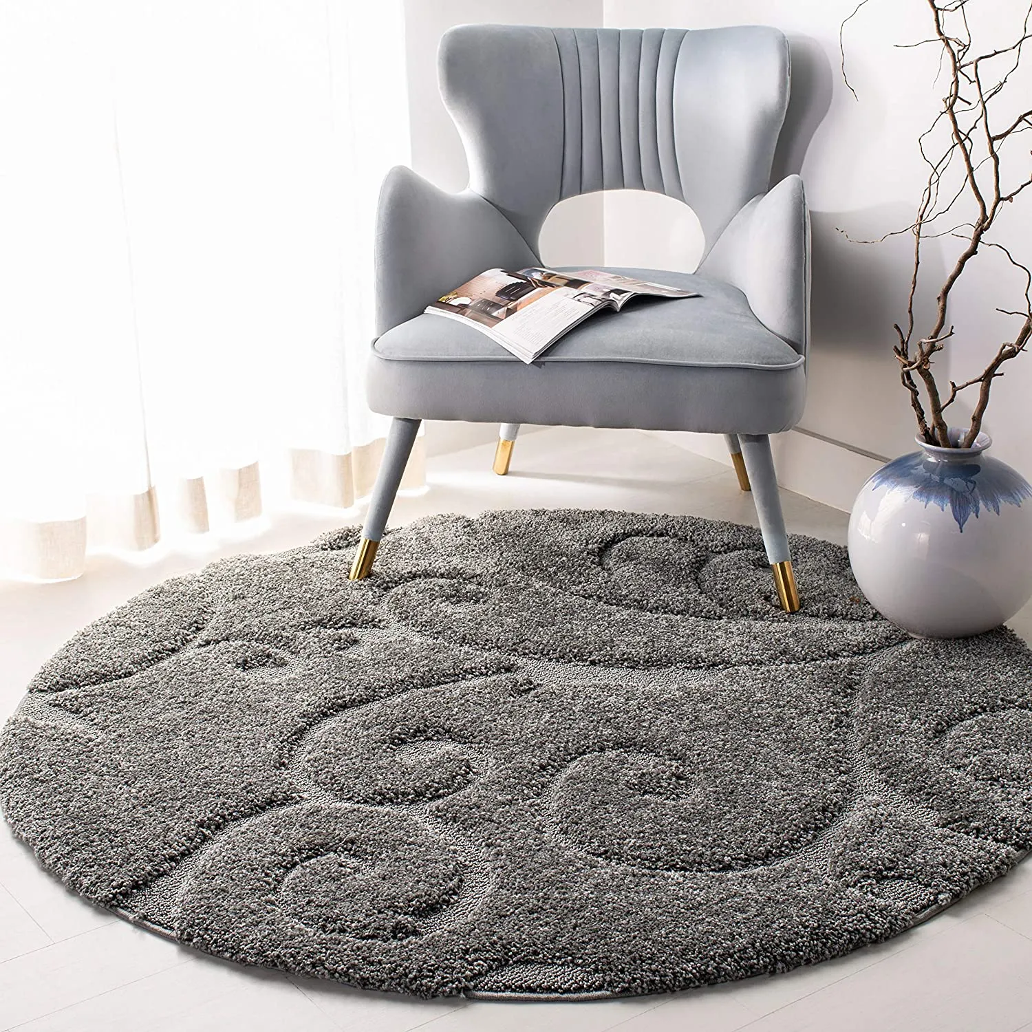 shaggy round carpet – soft fluffy anti skid washable plush rug, thick modern decorative floor mat for bedroom, living room & kids room (copy)