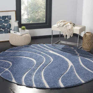 shaggy round carpet – soft fluffy anti skid washable plush rug, thick modern decorative floor mat for bedroom, living room & kids room