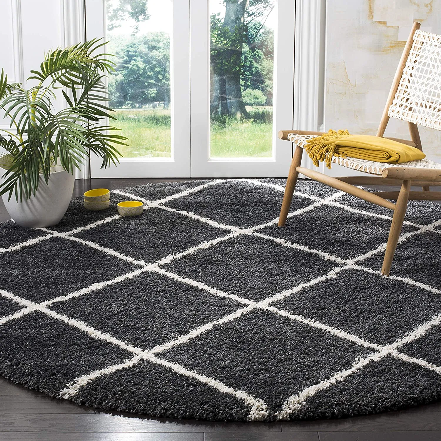 shaggy round carpet – soft fluffy anti skid washable plush rug, thick modern decorative floor mat for bedroom, living room & kids room (copy)