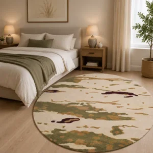 Home cozy soft wool matarial non slip classical look handmadetufted woolen thick round carpet for bedroom hall carpet for home decor aesthetic rugs with 20 mm pile thikness (copy)