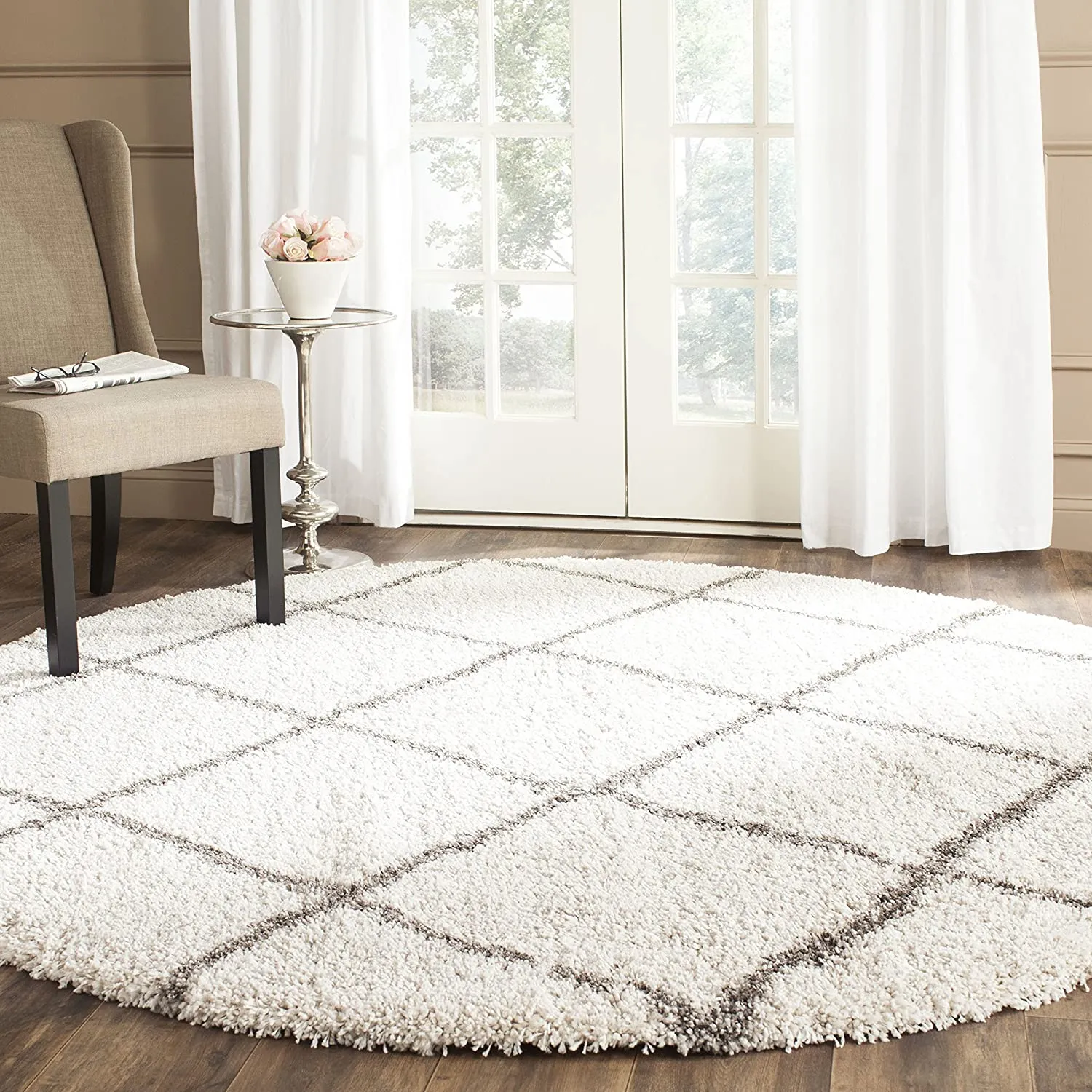 shaggy round carpet – soft fluffy anti skid washable plush rug, thick modern decorative floor mat for bedroom, living room & kids room (copy)
