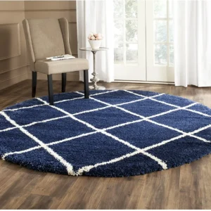 shaggy round carpet – soft fluffy anti skid washable plush rug, thick modern decorative floor mat for bedroom, living room & kids room