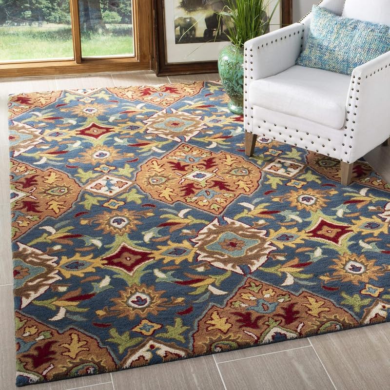 handmade woollen rug loop pile floral hand tufted carpet for living room bedroom drawing room hall and floor (copy)
