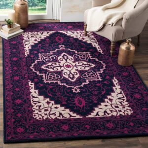 handmade woollen rug loop pile floral hand tufted carpet for living room bedroom drawing room hall and floor (copy)