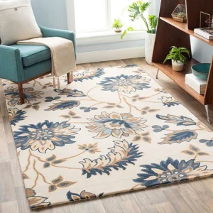 handmade woollen rug loop pile floral hand tufted carpet for living room bedroom drawing room hall and floor