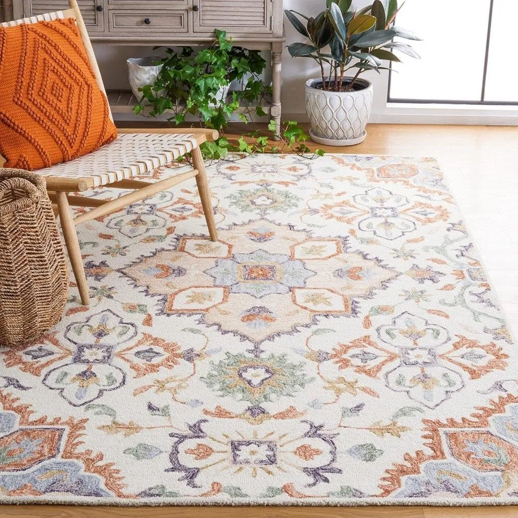 handmade woollen rug loop pile floral hand tufted carpet for living room bedroom drawing room hall and floor (copy)