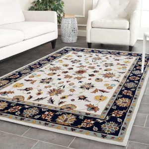 handmade woollen rug loop pile floral hand tufted carpet for living room bedroom drawing room hall and floor (copy)