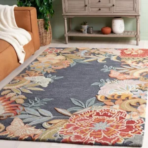 handmade woollen rug loop pile floral hand tufted carpet for living room bedroom drawing room hall and floor (copy)