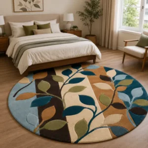 cozy soft wool matarial non slip classical look handmadetufted woolen thick round carpet for bedroom hall carpet for home decor aesthetic rugs with 20 mm pile thikness (copy)