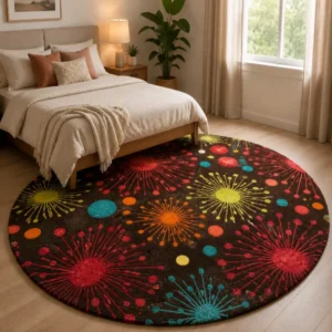 cozy soft wool matarial non slip classical look handmadetufted woolen thick round carpet for bedroom hall carpet for home decor aesthetic rugs with 20 mm pile thikness (copy)