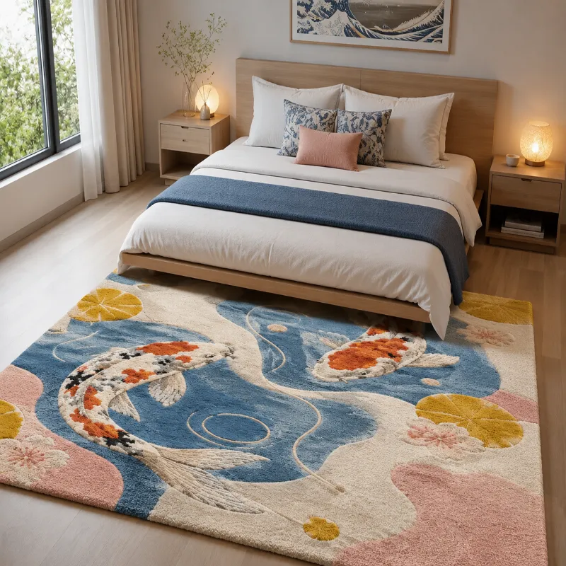 jaunty carpets : flow fish rounding handmade tufted carpet