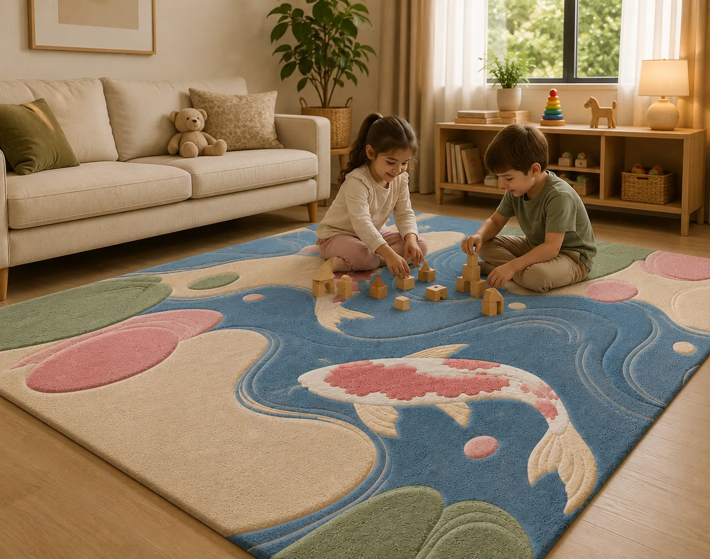 jaunty carpets : ornamental fish handmade tufted carpet (copy)