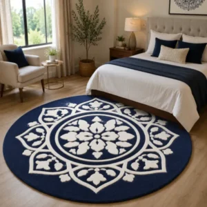 cozy soft wool matarial non slip classical look handmadetufted woolen thick round carpet for bedroom hall carpet for home decor aesthetic rugs with 20 mm pile thikness (copy)