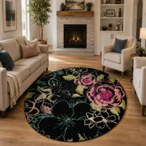 cozy soft wool matarial non slip classical look handmadetufted woolen thick round carpet for bedroom hall carpet for home decor aesthetic rugs with 20 mm pile thikness (copy)