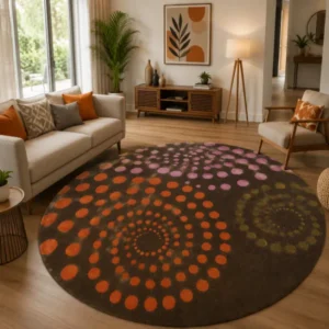 cozy soft wool matarial non slip classical look handmadetufted woolen thick round carpet for bedroom hall carpet for home decor aesthetic rugs with 20 mm pile thikness (copy)