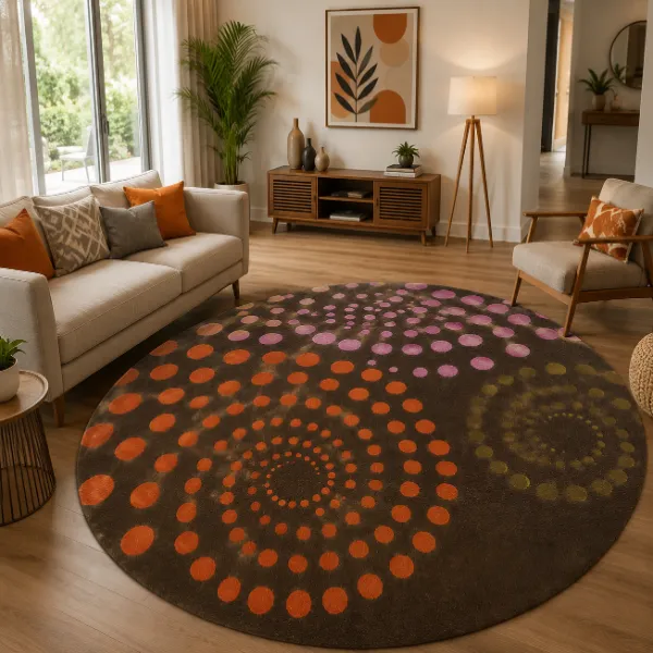 cozy soft wool matarial non slip classical look handmadetufted woolen thick round carpet for bedroom hall carpet for home decor aesthetic rugs with 20 mm pile thikness (copy)