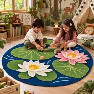 jaunty carpets: forest flow round handmade tufted carpet