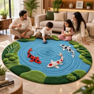 jaunty carpets: aqua reverie round handmade tufted carpet (copy)