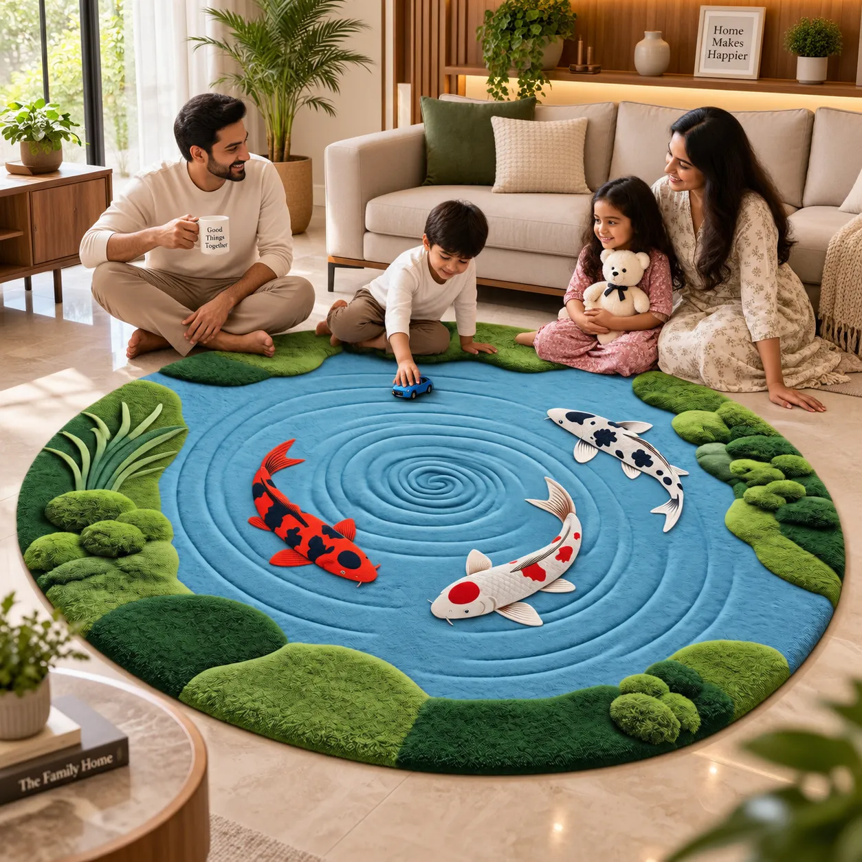 jaunty carpets: aqua reverie round handmade tufted carpet (copy)
