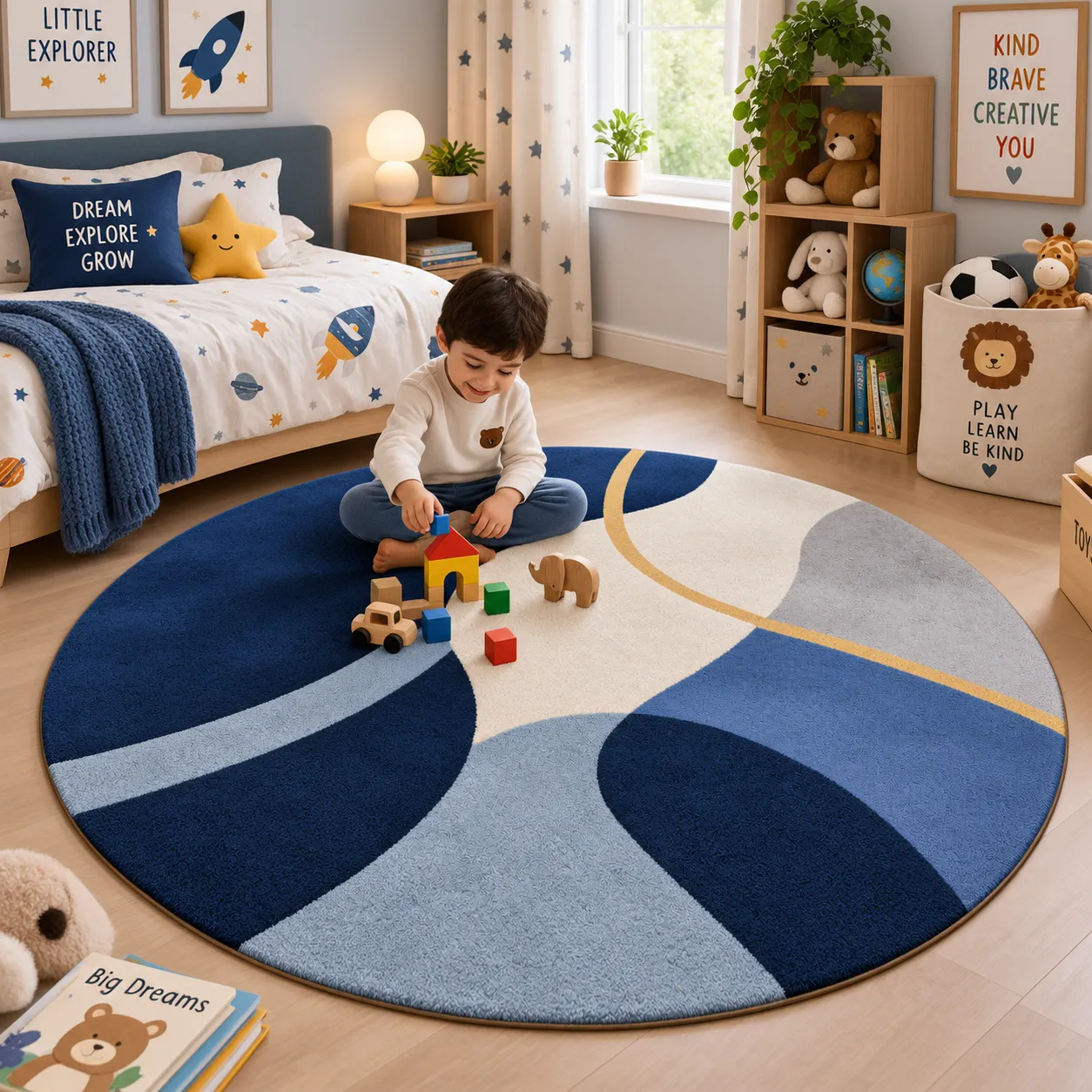 jaunty carpets: aqua reverie round handmade tufted carpet (copy)