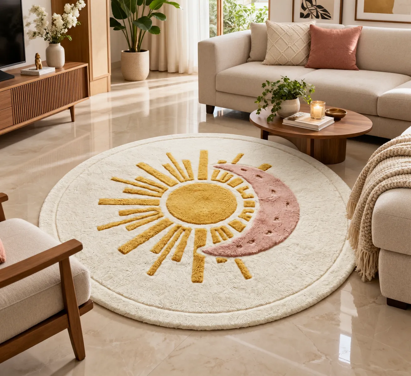 jaunty carpets: stone round handmade tufted carpet (copy)