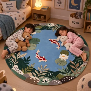 jaunty carpets: lotus drift round handmade tufted carpet
