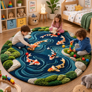 jaunty carpets: ripple pond round handmade tufted carpet (copy)