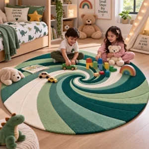 jaunty carpets: forest flow round handmade tufted carpet